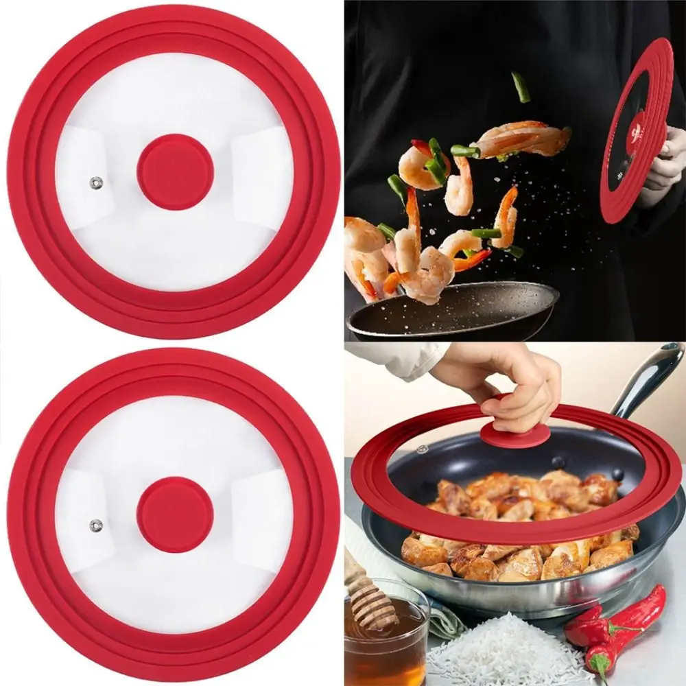 Description Picture 2 of itemUniversal Round Pot Lid for Pots Pans Cookware Tempered Glass Lid for Skillets with Silicone Rim Replacement Lid for Frying Pan