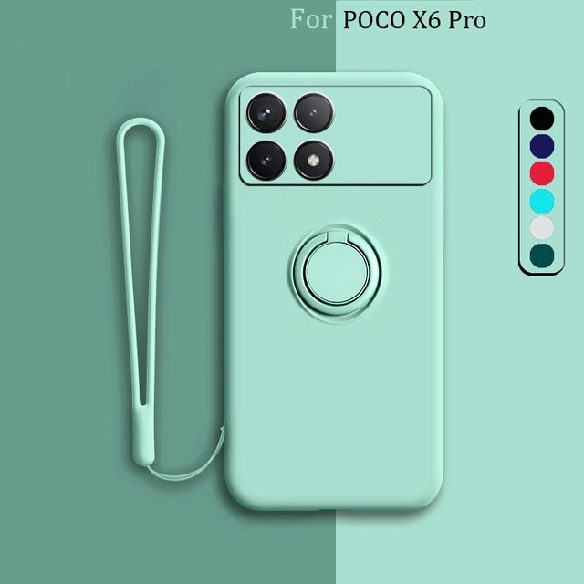 Case For POCO X6 Pro Cover For Xiaomi Poco X6 Pro Case Poco X6 Pro Funda  Bumper Back Shockproof Liquid Silicone Ring Stand Case - AliExpress