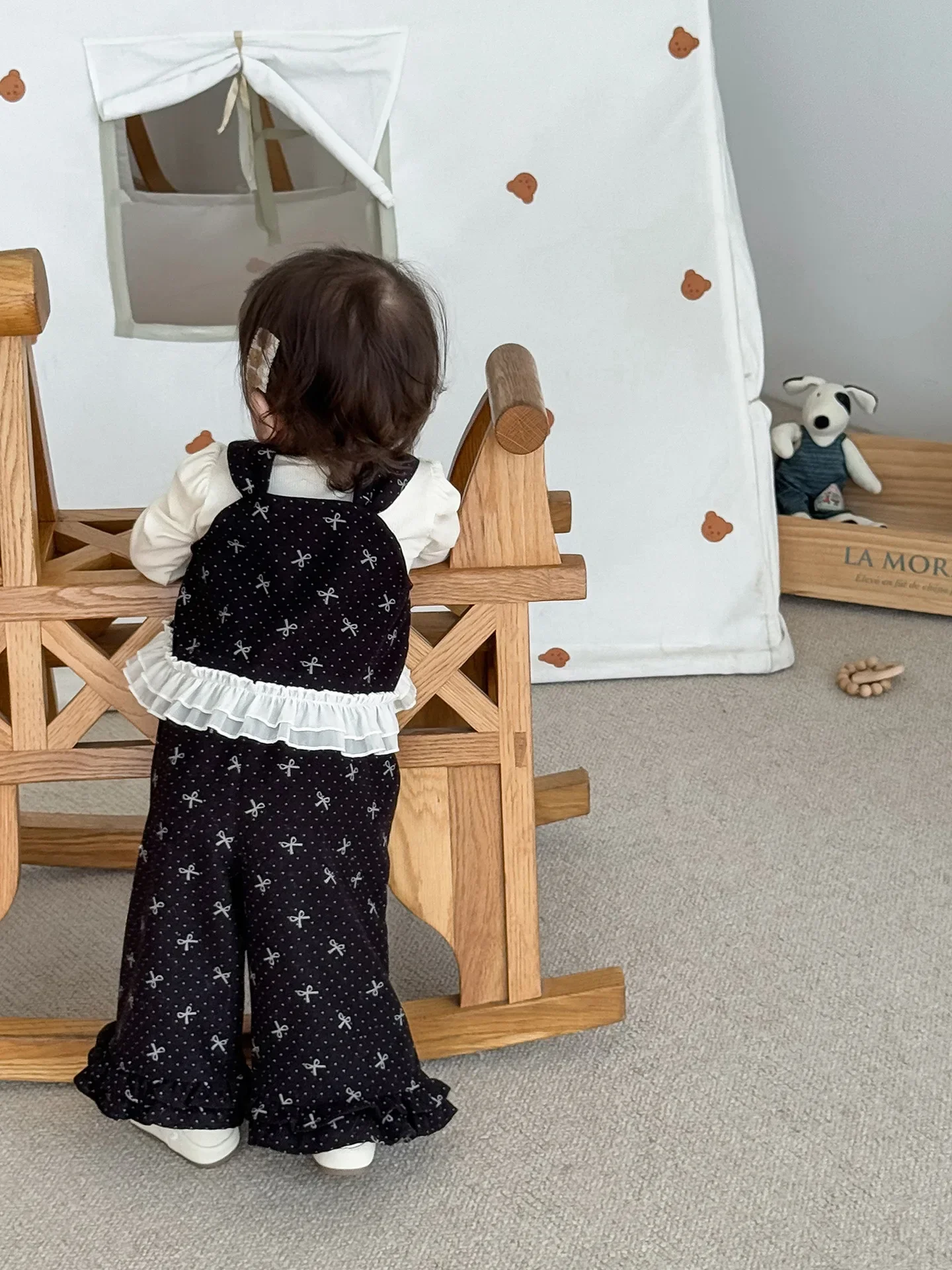 Autumn New Girls Clothing Set Full of Bow Print Camisole Vest And Ruffle Pants 2 Pcs Girls Clothes Suit Fashion Kids Outfit