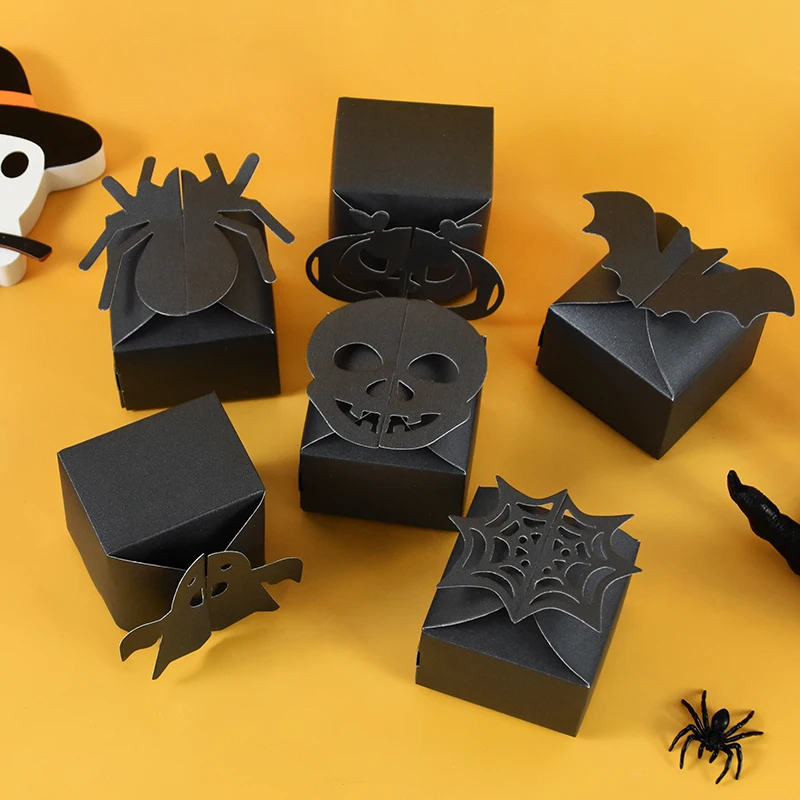 6/12 stücke Halloween Candy Box schwarze Spinne Kürbis Ghost Box Trick oder behandeln Geschenk Cookie Snack Verpackung Tasche Halloween Party Dekor – Detail 5