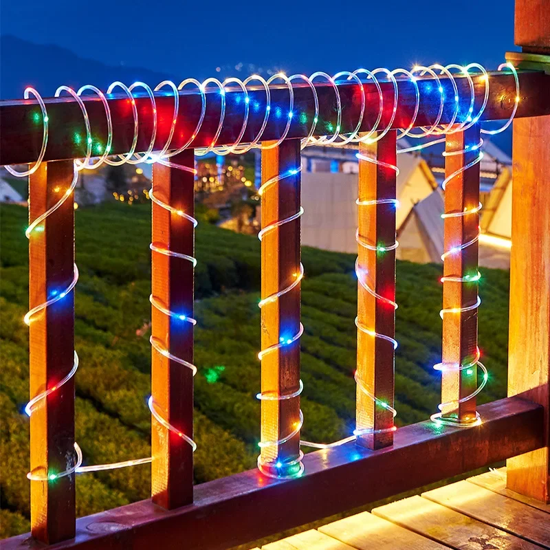 Outdoor Solar Tube Rope Led Light Garden Christmas Decoration Fairy String Light /22M/12M/7M Outdoor Wedding Party Led Lamp