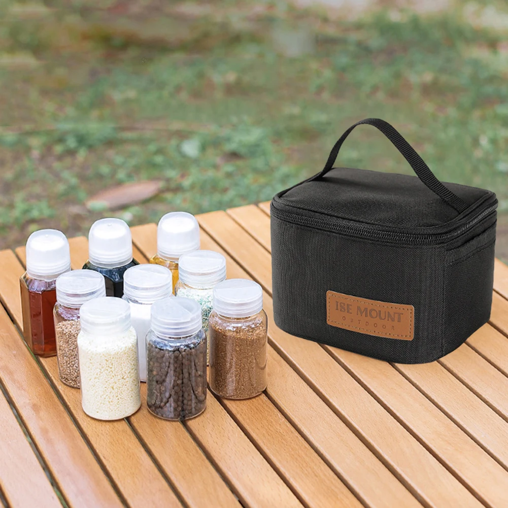 9Pcs/Set Camping Seasoning Bottle Set Storage Bag Portable Pepper Spice Storage Jars Set