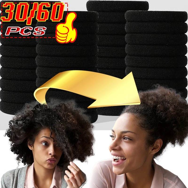 

30/60 шт. Женская эластичная бесшовная черная повязка для волос резинка для волос повязка на голову держатель для конского хвоста головной убор веревка аксессуары