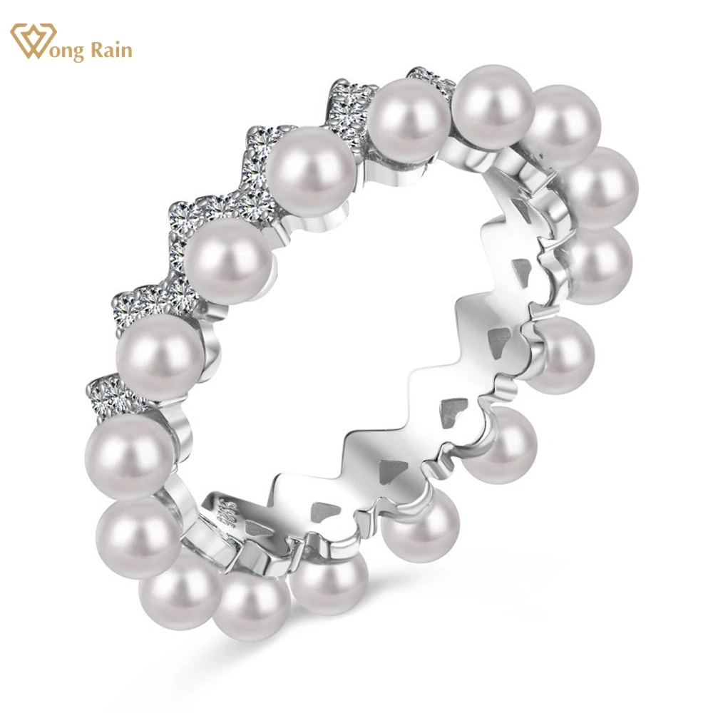 

Wong Rain 18K Gold Plated 925 Sterling Silver 3MM Pearl Lab Sapphire Gemstone Fine Ring for Women Band Jewelry Gifts Wholesale