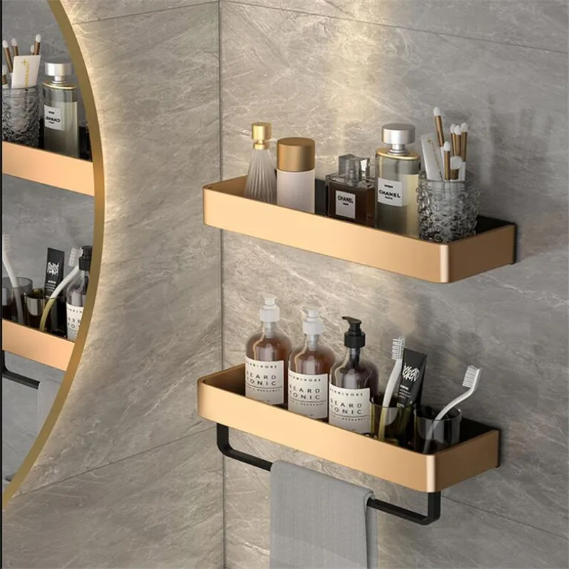 Corner Shelf Wall Mounted Bathroom Shelf Brushed Gold Aluminum Bath Shower  Shelf Bath Shampoo Holder Corner shelf - AliExpress