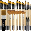 32pcs Paint Brush Set, Artist Series, Nylon Bristles with Round, Filbert, Flat, Fan, Angle, Detail Brush, Suitable for Painting 1