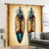 2pcs, spring summer Curtains Retro feather Indiana ethnic culture style simple Yarn Curtains Durable Polyester Outdoor 6