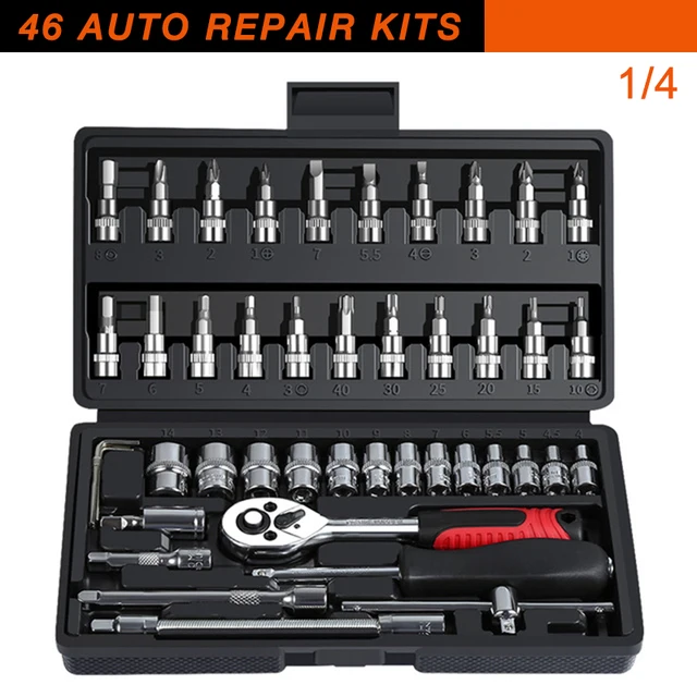 Socket Set Universal Car Repair Tool Ratchet Set Torque Wrench Combination Bit A Set Of Keys Multifunction DIY toos 46pc starry sky