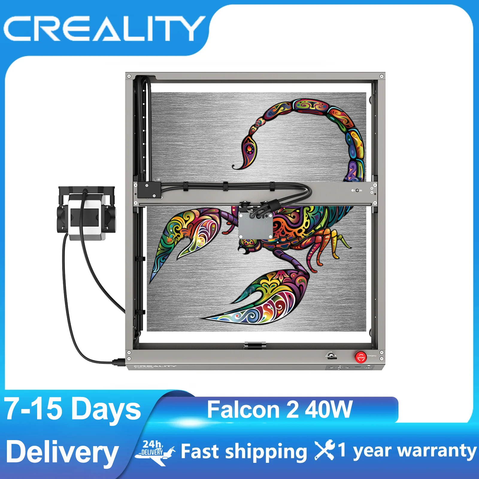 Creality Falcon 2 40W Laser Engraver Cutter with Air Assist Colorful DIY CNC Laser Engraving Machine 400mm*415mm Working Area creality falcon 2 40w laser engraver cutter with air assist colorful diy cnc laser engraving machine 400mm 415mm working area