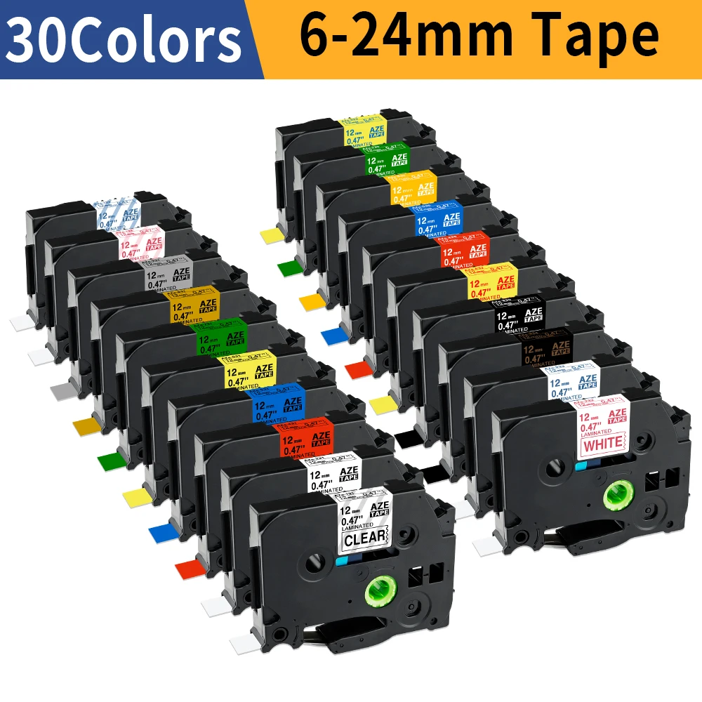 COLORWING 5-Pack Brother Label Tape Refills - TZe-231 Compatible 12mm White Laminated Tape