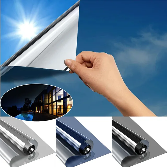 Ablakfilm Egyirányú Magánélet Ön Adagoló Üvegmatrica Az Otthoni Iroda Fényvisszaverő Tükörfóliához Napfény Blokkolja Ultraibolya Ablakot - Image 2