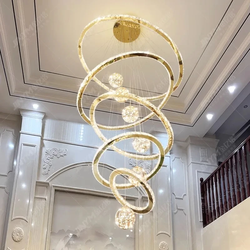 

Home Decoration Pendant Lights Luxury Crystal Living room Chandelier Stair Pendant Lamp Ceiling Light indoor Lighting