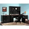 Fairview Black Wood L-Shaped Home Office Set Cottage Style Corner Desk 59.6" x 60.38" x 68.95" Wipe with Dry Cloth Assembly 1
