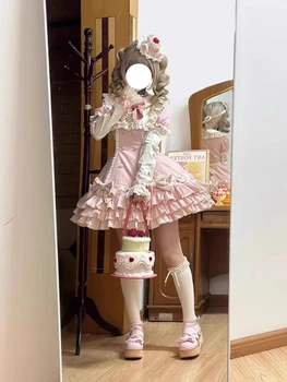 2025 Japanese Kawaii Sweet Lolita Princess Dress Women Pink Y2k Bow Lovely Slim Dresses Female Korea Style Design Chic Outfits 1