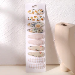 Charming Plaid Bow Snap Hair Clips - Set of 10 Cotton-Blend Baby Hair Accessories (3637-1)