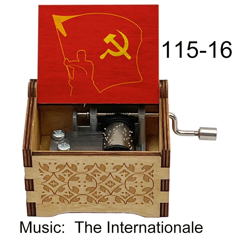 Color Print The Internationale Music Box Hand Musical Box Gift for Friends Father Mother Friends Grandfather New Year Gift