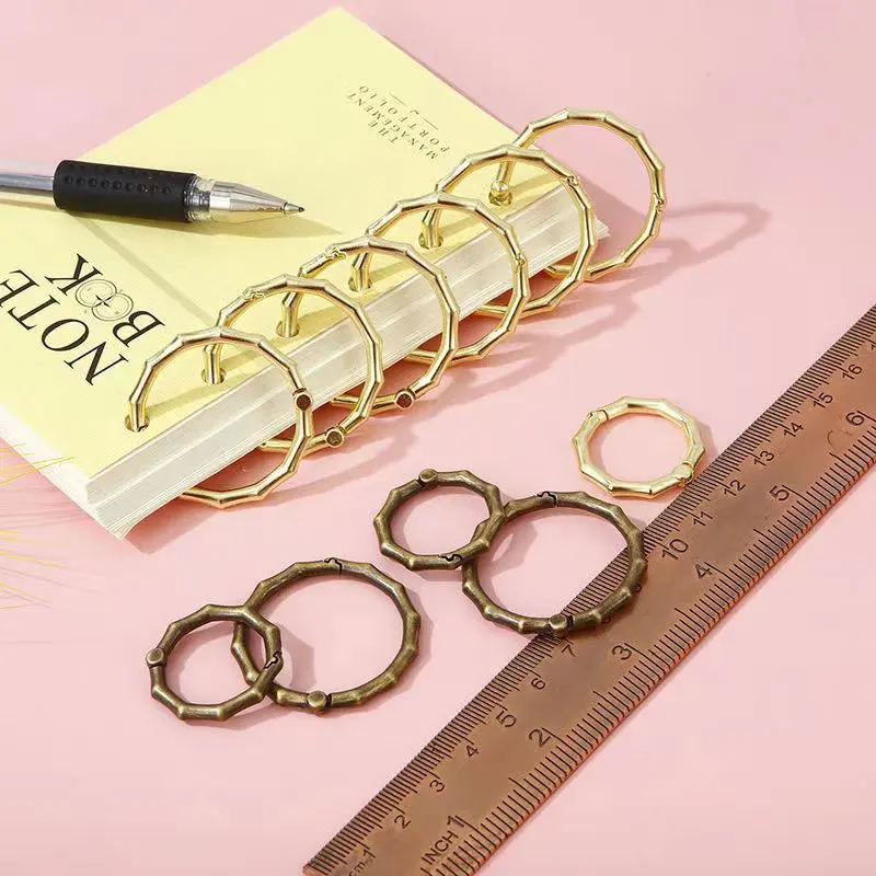 3pcs/Lot Metal Ring Binder Spring Gate O Ring Openable Bamboo Design Snap Clasp Clip Trigger Hook Loose-Leaf Binding Supplies