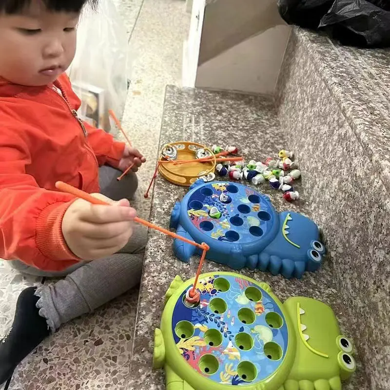 No electric Dinosaur Magnetic Fishing Toys Play Rod Game Toys for Children Baby Montessori with Rod Kids Educational Gift 4