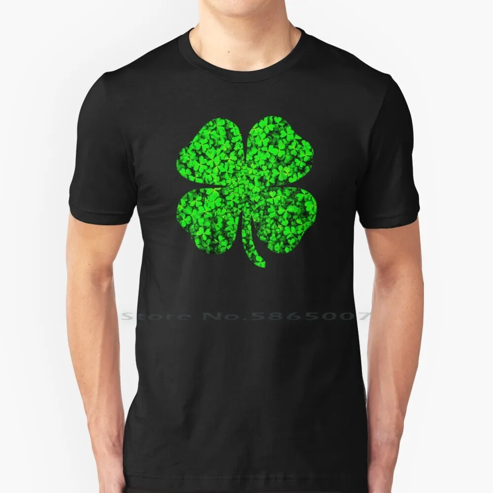 Deluxe Lucky Four Leaf Clover T Shirt 100% Cotone Irish Green Ireland Day Luke Black Clover 4 Leaf Clover Grimoire Shamrocks