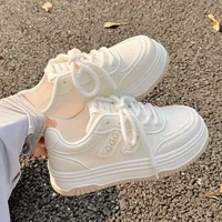 Spring Women's Chic Sport Shoes Thick Bottom Heightening Wide Leg Pants Shoes Match All Styles New 2025 Trendy White Sneakers