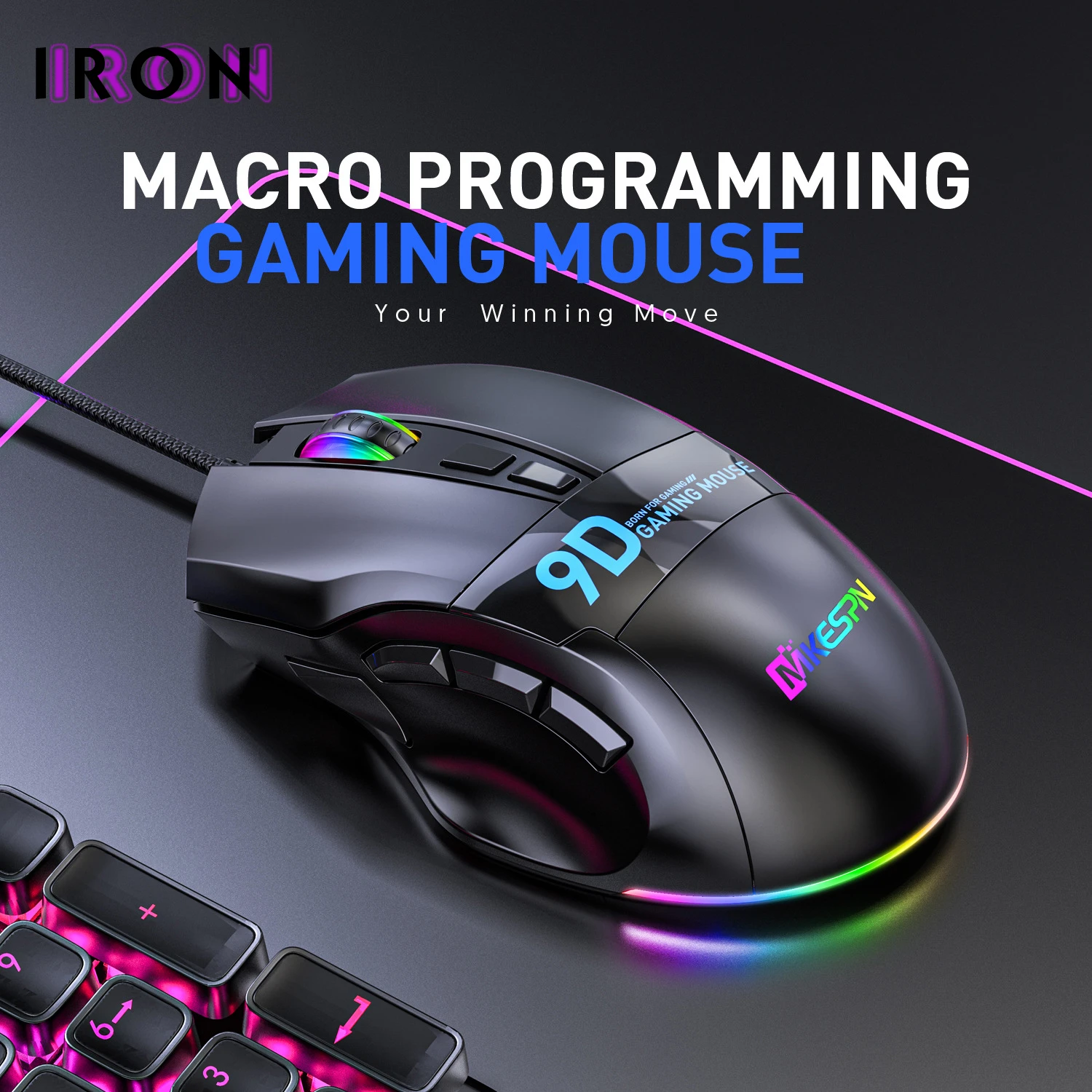 best wireless mouse Wired Mouse Gamer Macro Programming Gaming Mouse 1.8m Line Length 9 Buttons Gaming Mouse For PC Gamer Laptop Glowing Wired Mouse pink mouse gaming