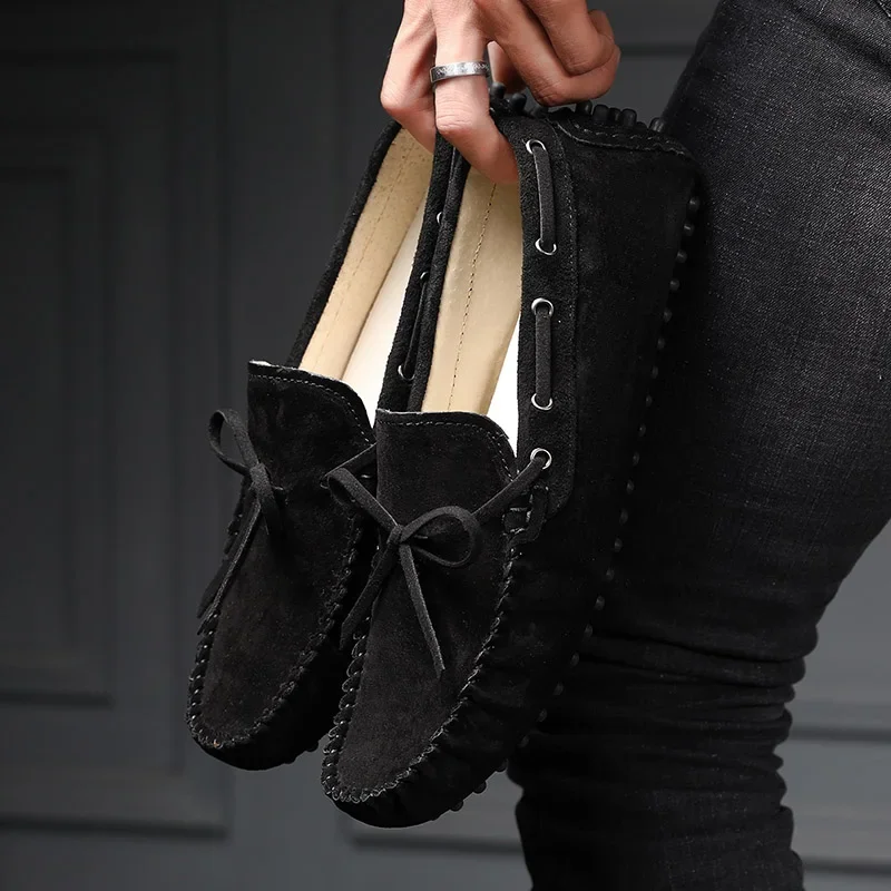 Fashionable Adult Casual Driver Loafers Suede Leather Male Formal Business Shoes Luxury Brand Popular Youth Wedding Shoes