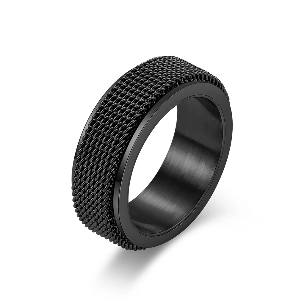 

New Rotating Decompression Ring Titanium steel Jewelry Black Chain Punk Men Relieve Anxiety Rings for Men Women Friendship