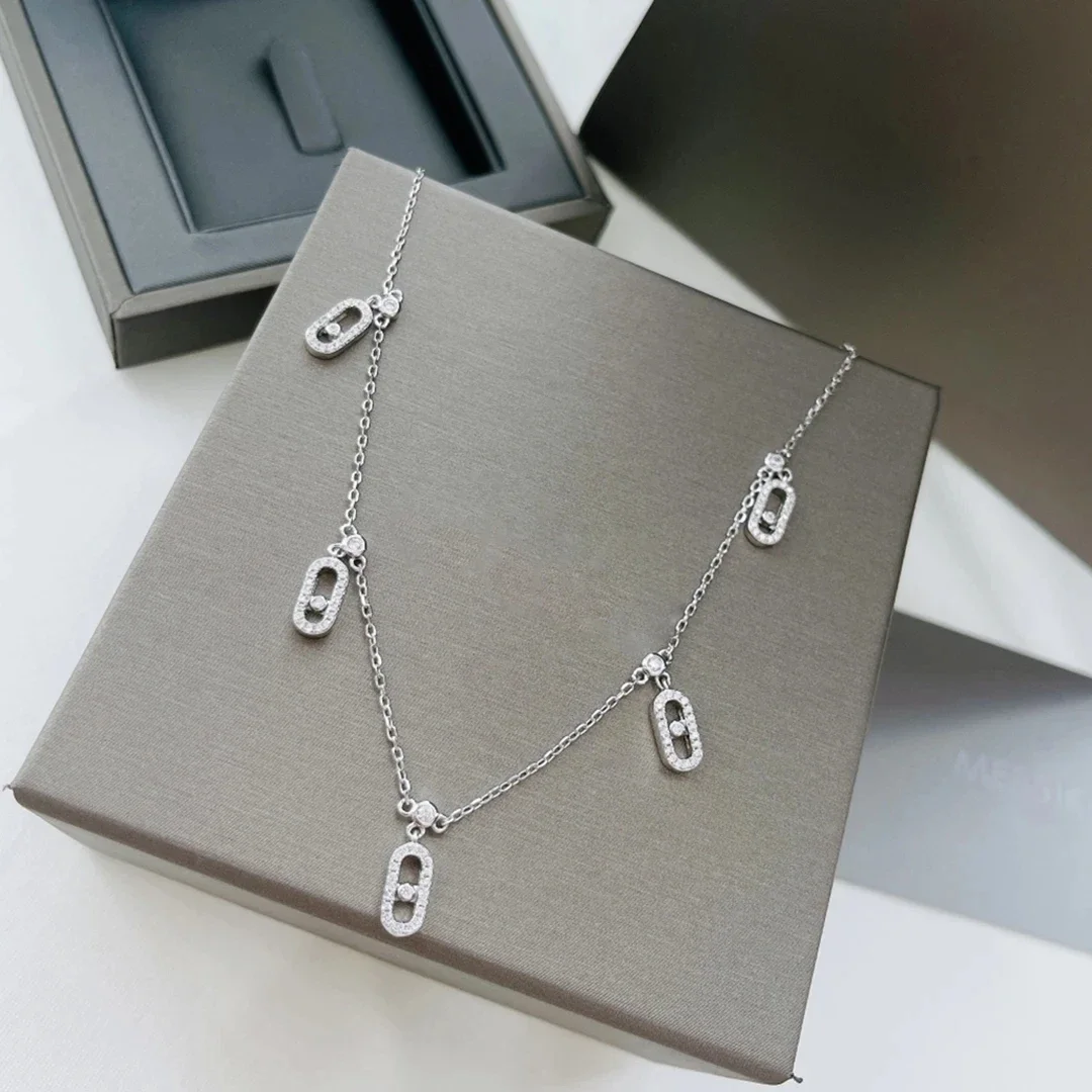 Pendant Necklace Silver Necklace Charms S925 sterling silver women's five diamond event jewelry Classic Luxury Wedding Gifts messik style