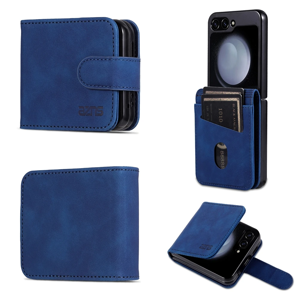 Leather Flip Wallet Case with Kickstand and Card Pockets - Anti-Fall Protection Phone Cover