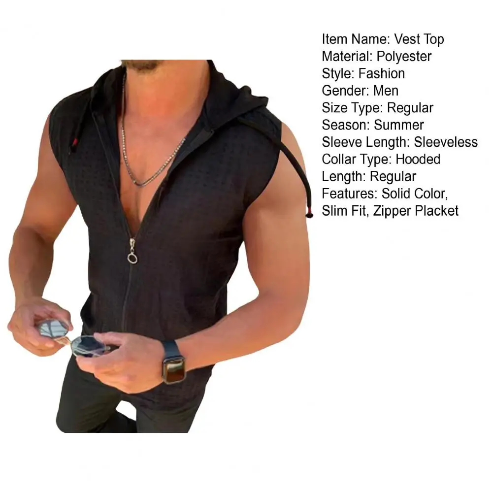 Description Picture 5 of itemFashion Sweatshirt Vest Plaid Stitching Moisture Wicking 3D Cutting Summer Sport Sleeveless Hooded Sweatshirt