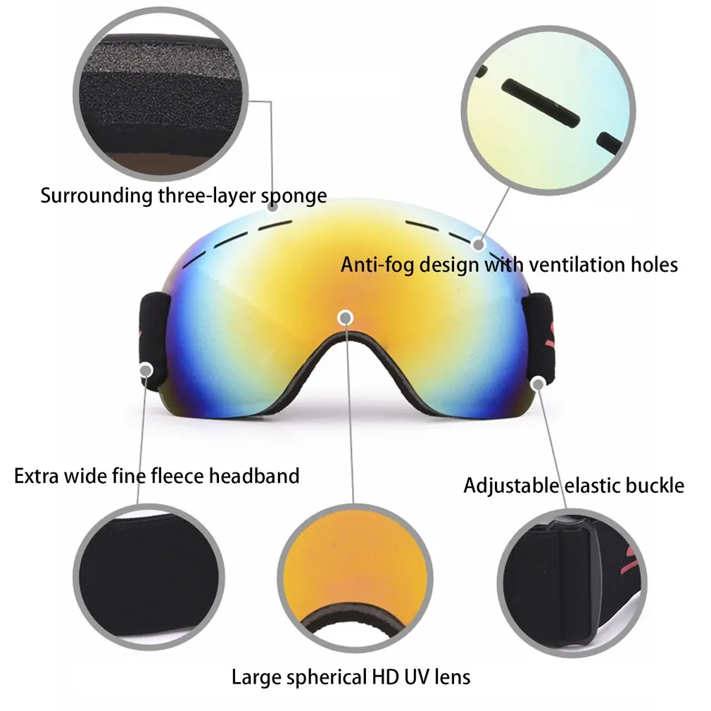Óculos de esqui à prova de vento para homens e mulheres com proteção anti-nevoeiro UV, óculos de snowboard para snowmobile inverno 2022