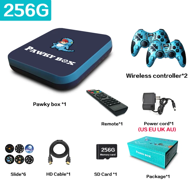 Pawky Box Dual System Play Games Watch Tv Slidestoy Super Game Console 50000 + Giochi Retrò Con Controller Wireless Tv Box 4K