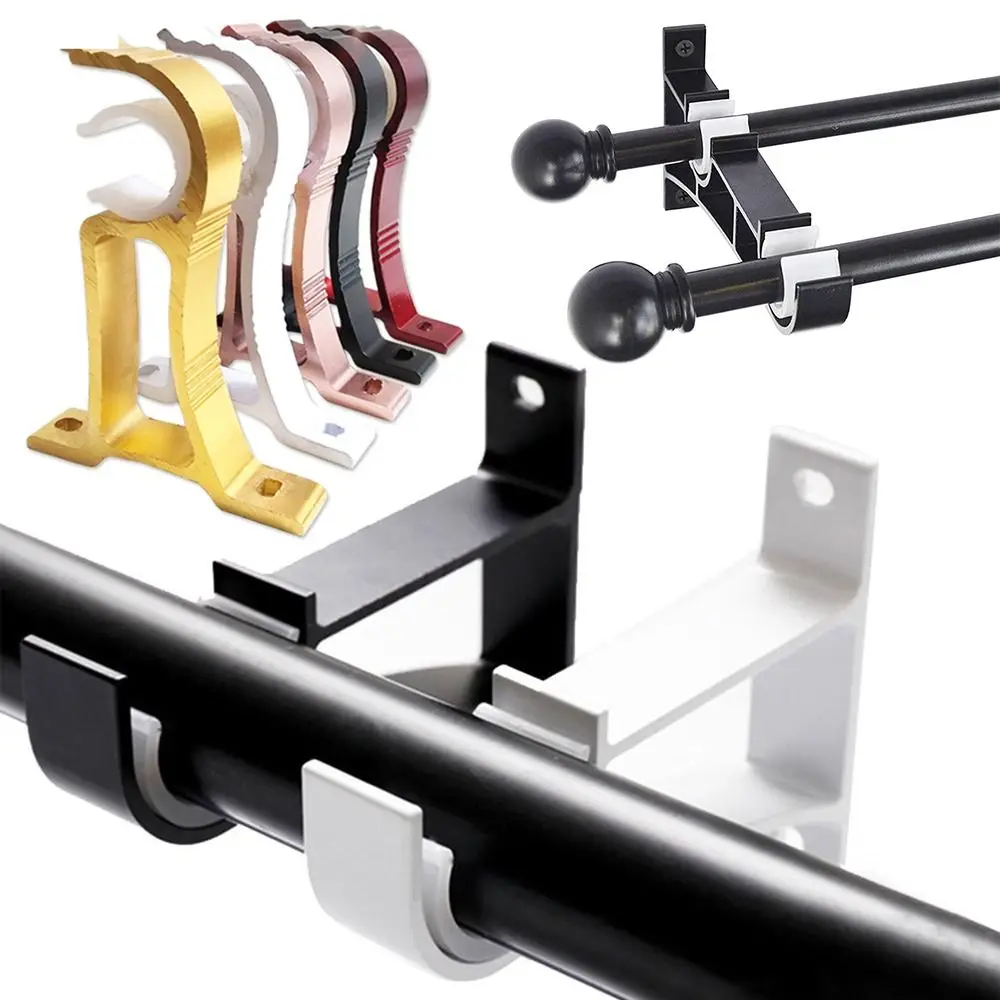Aluminium Alloy Ceiling Curtain Rod Brackets Hooks Modern Window-Dressing Thicken Curtain Rod Wall Holder Rails Rack Home Decor