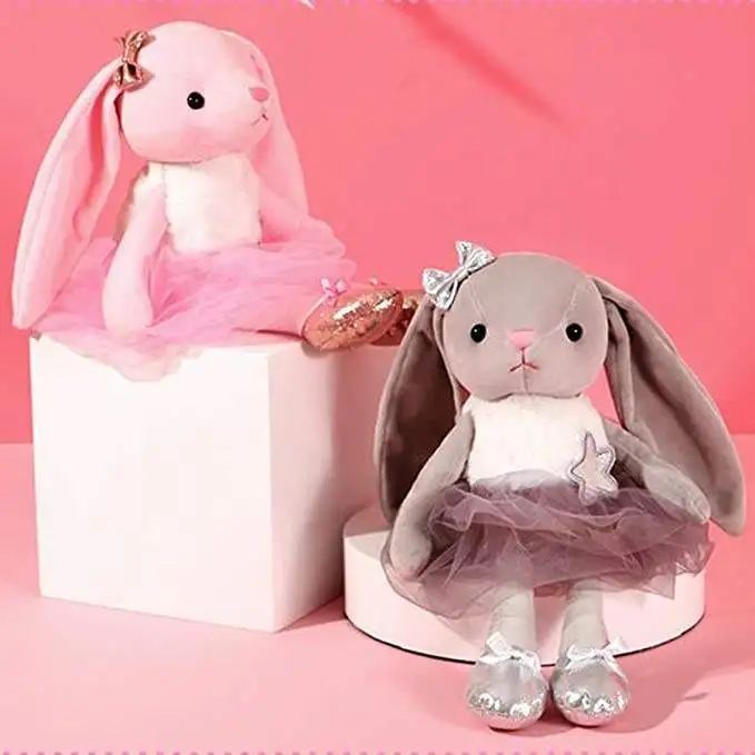 Soft Stuffed Animal Cute Long Ear Bunny Plush Doll Toys Kawaii Ballet Rabbit Plush Toy for Kids Baby Sleeping Plushie Pillow Toy 3