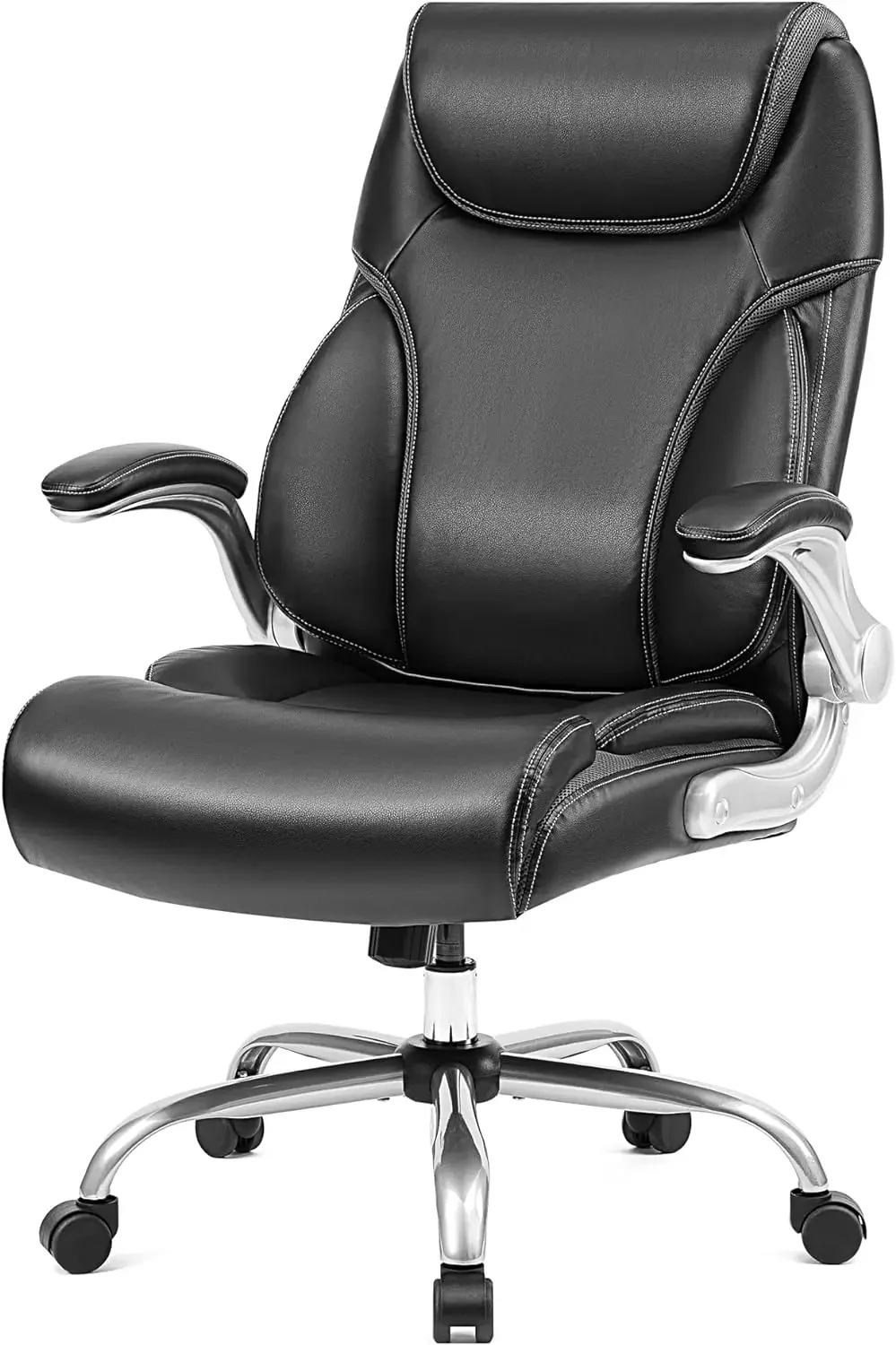 

Кожаное кресло руководителя с откидными ножками и грузоподъемностью 500 фунтов, регулируемые углы наклона, поворотный офисный стул
