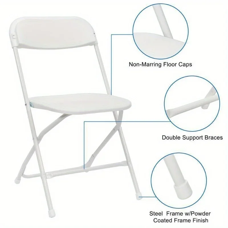 Set of 4 White Foldable Dining Chairs, Folding Chair for Wedding Partie Church