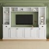 Entertainment Wall Unit Set with Bridge,  TV Stand Console Table with Adjustable Shelves for TVs Up to 75”, Large Media Console 1