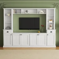 Entertainment Wall Unit Set with Bridge,  TV Stand Console Table with Adjustable Shelves for TVs Up to 75”, Large Media Console 1