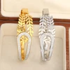Gold Color Half Leaf Half Rhinestones Stainless Steel Bangles Bracelets for Women Fashion Luxury Waterproof Jewelry 3