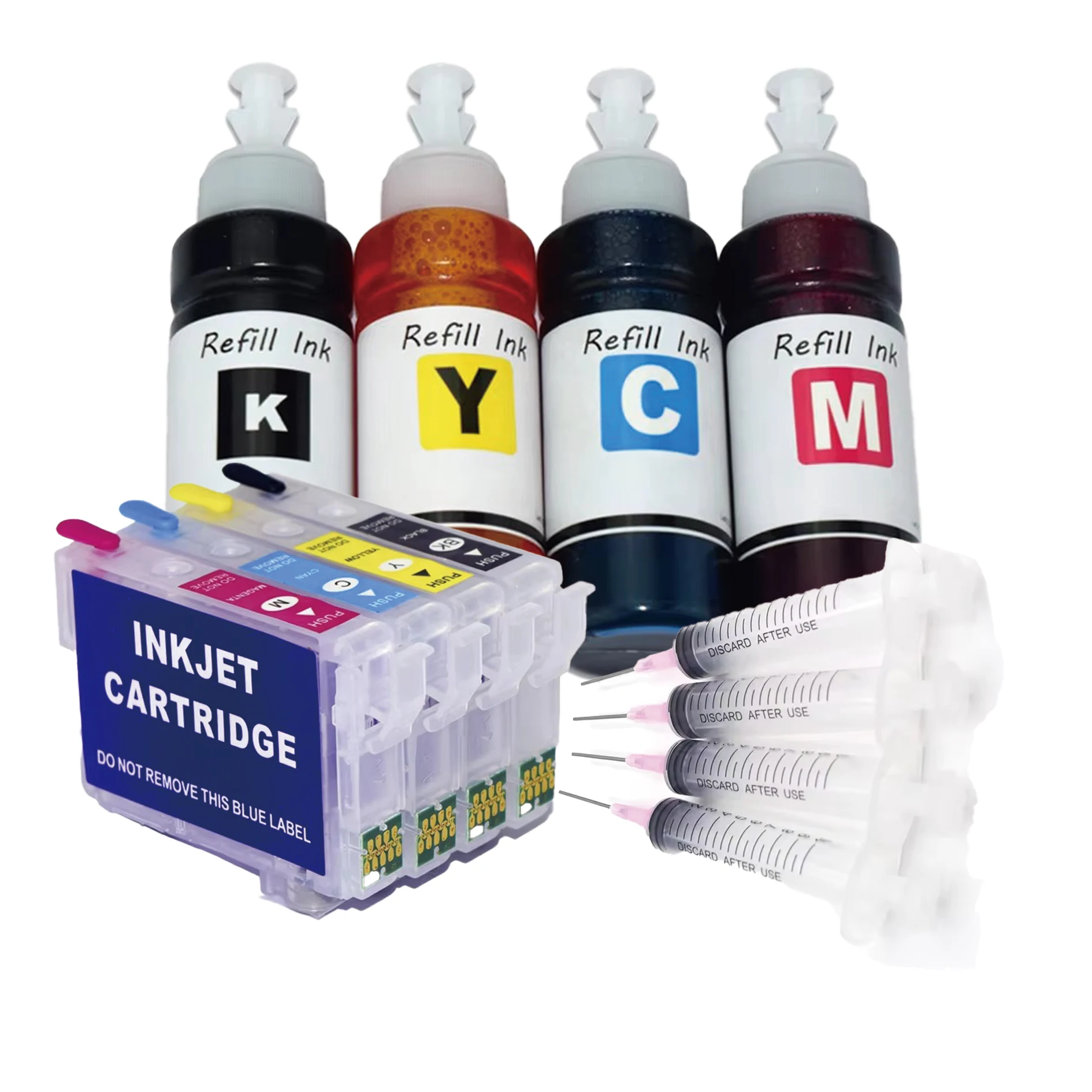 Europe T34XL T3471-T3474 Refillable Ink Cartridge with Ink for Epson Workforce Pro WF-3720 WF-3725 Printer with Syringe