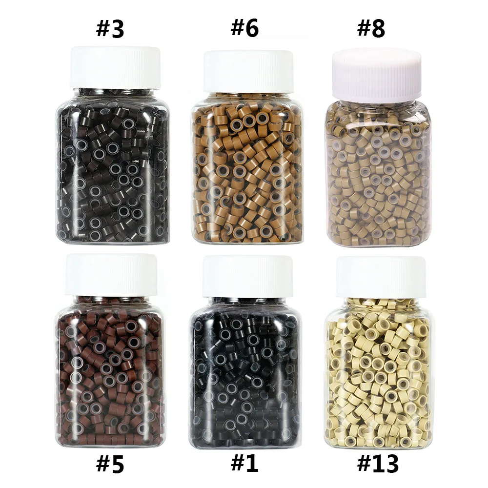 실리콘 라이닝 마이크로 링, 500개 연장 비즈, 마이크로링크 I팁 웨프트 비즈, 페어리/헤어 틴셀 및 깃털 연장용 비즈