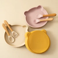 Dropshipping Silicone Baby Feeding Dishes Tableware For Kids Children Sucker Dishes Plate Toddle Training Spoon Baby Stuff 1