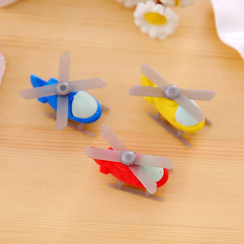 Cartoon Helicopter Shape Erasers for Kids Funny Rubber Pencil Children's School Supplies School Accessories for Boys cartoon food burger eraser funny erasers 3d kids rubber korean stationery kawaii school supplies student accessories