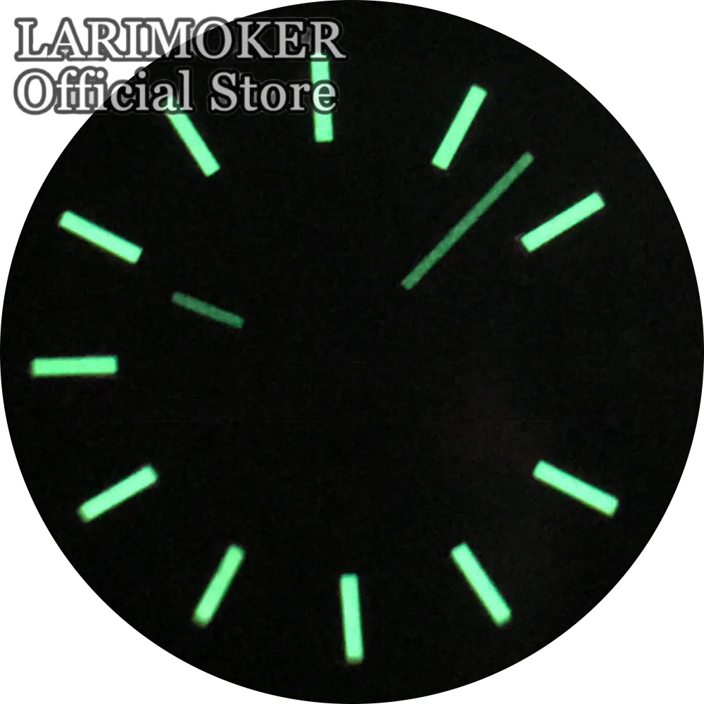 LARIMKOER Schwarz Silber Blau Grau 29MM Zifferblatt mit Zeigern Set Grün leuchtend Geeignet für NH35 Automatikwerk Uhrenzubehör – Detail 5
