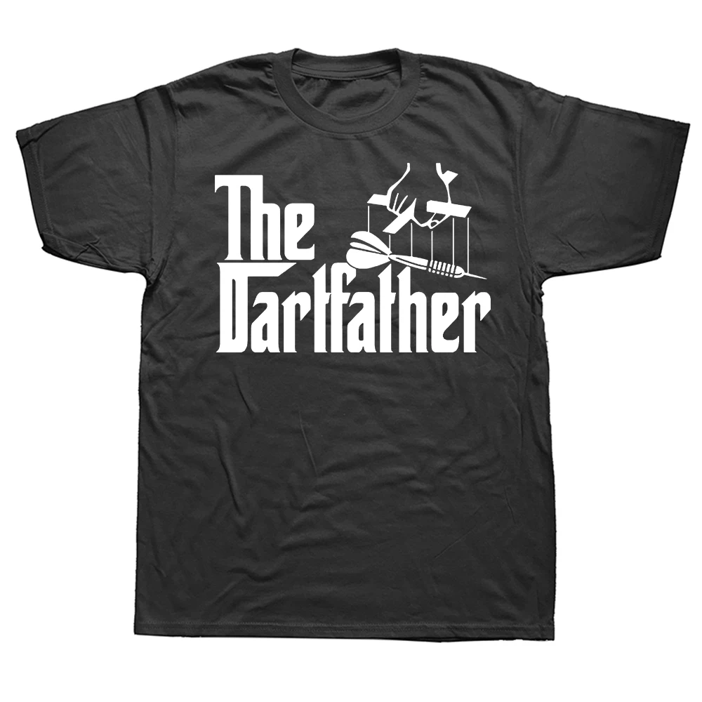 Lustige The Dartfather Grafik-T-Shirts für Männer und Frauen, Modisches Casual-T-Shirt, 100% Baumwolle, Locker Geschnittenes Oversized Darts-Spieler T-Shirt