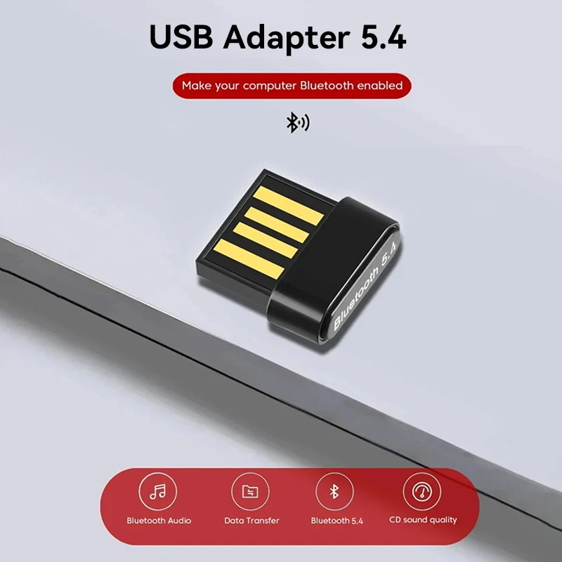 USB Bluetooth 5.4 Adapter Wireless Dongle Adapters Support Computer Laptop For Windows 11/10/8.1 Audio Transmitters
