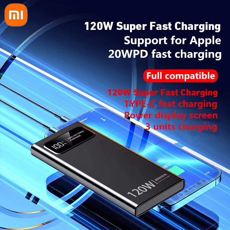 Xiaomi 200000mAh Power Bank 120W Super Fast Charger Large Capacity Mobile Power Portable External Battery Digital Display