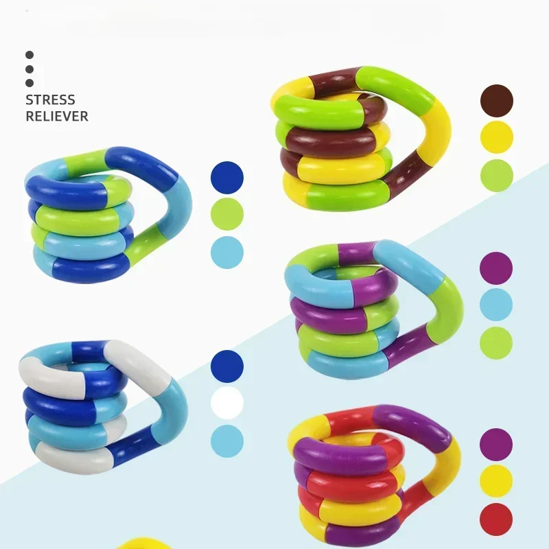 Rainbow Circle Rope Twist Fidget Toys Autism Therapy Kids Adults Stress Anxiety ADHD Decompression Multicolored Rainbow Circle 5