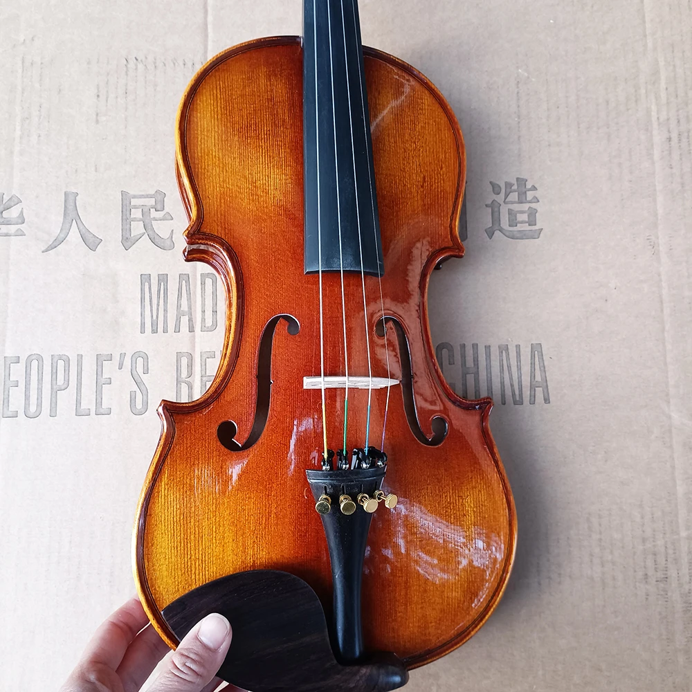 coffee One piece backboard Tiger patterned maple violin 4/4 Stradivarius Handmade violin beginner professional Musical Instrumen