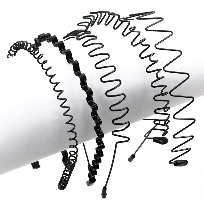 Unisex Black Elastic Non Slip Simple Metal Headbands For